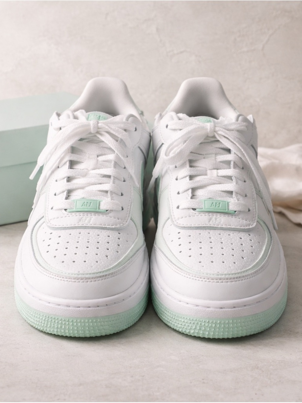 Nike White Sneakers with Mint Accent